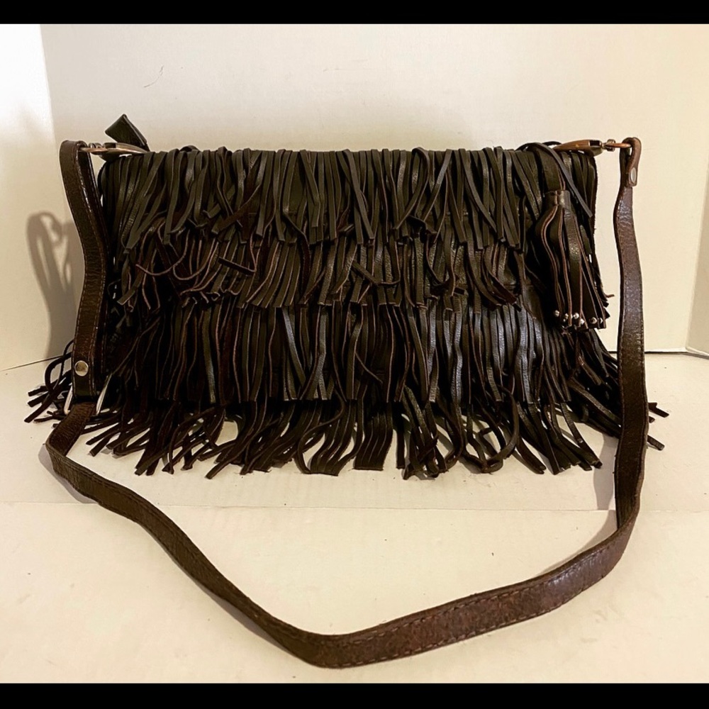 Zara brown leather crossbody handbag